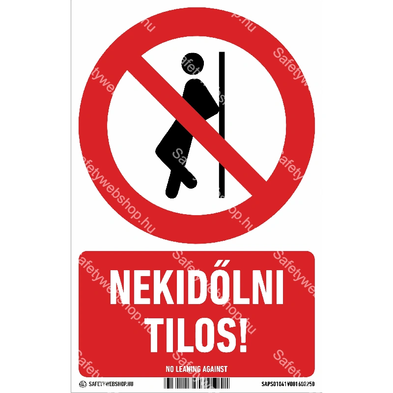 Nekidőlni tilos! matrica / tábla (ISO 7010-P041 piktogram + felirat)
