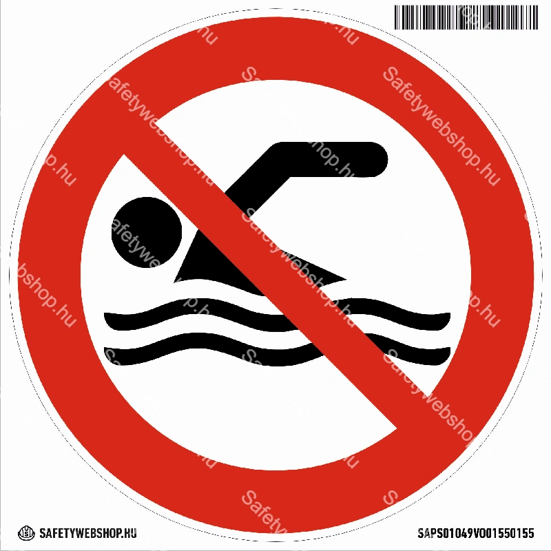 Úszni tilos! matrica (ISO 7010-P049 piktogram)