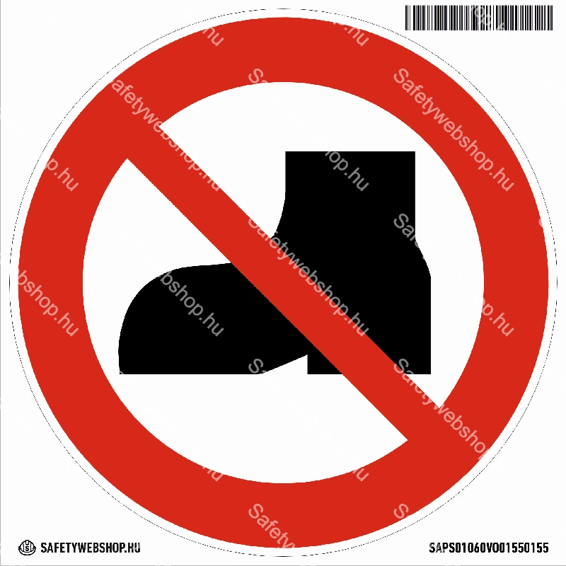 Utcai cipőben belépni tilos! matrica (ISO 7010-P060 piktogram)