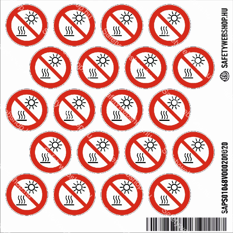 Közvetlen napfénynek kitenni vagy forró felületre tenni tilos! matrica (ISO 7010-P068 piktogram) - Image 2