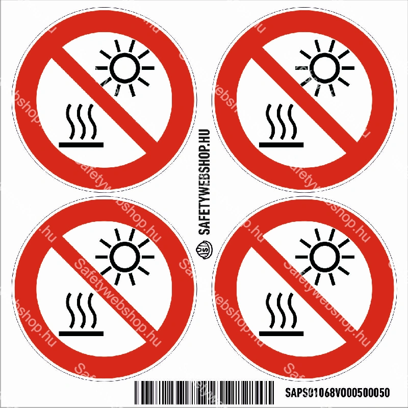 Közvetlen napfénynek kitenni vagy forró felületre tenni tilos! matrica (ISO 7010-P068 piktogram) - Image 3
