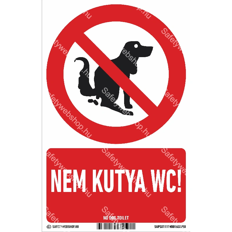Nem kutya WC! matrica / tábla (piktogram + felirat)