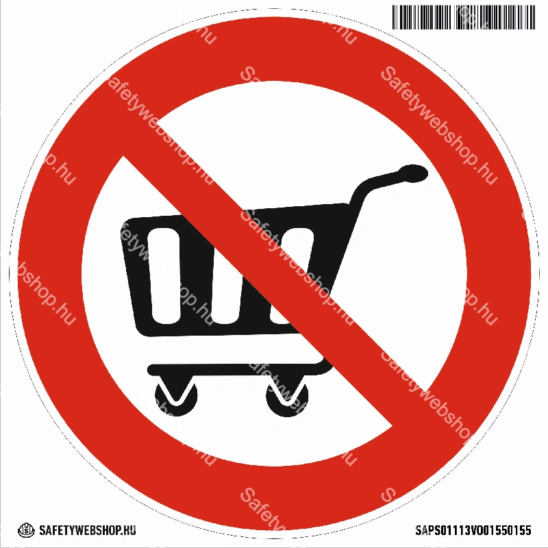 Bevásárlókocsival bemenni tilos! matrica (piktogram)