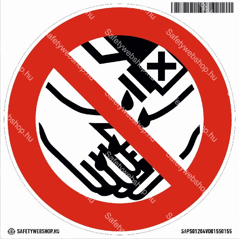 Oldószerrel kezet mosni tilos! matrica (piktogram)