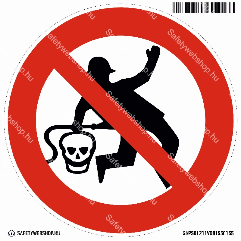 Munkaruhát sűrített levegővel tisztítani tilos! matrica (piktogram)