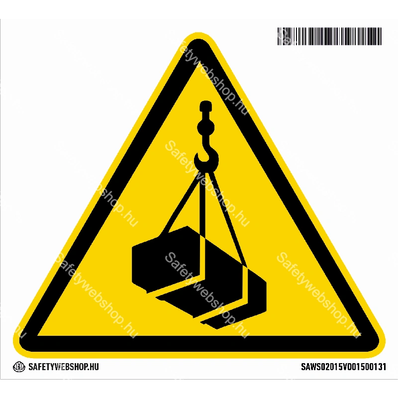 Függő teher matrica (ISO 7010-W015 piktogram)