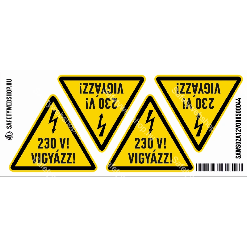 230 V! Vigyázz! matrica (ISO 7010-W012 piktogram + felirat) - Image 3